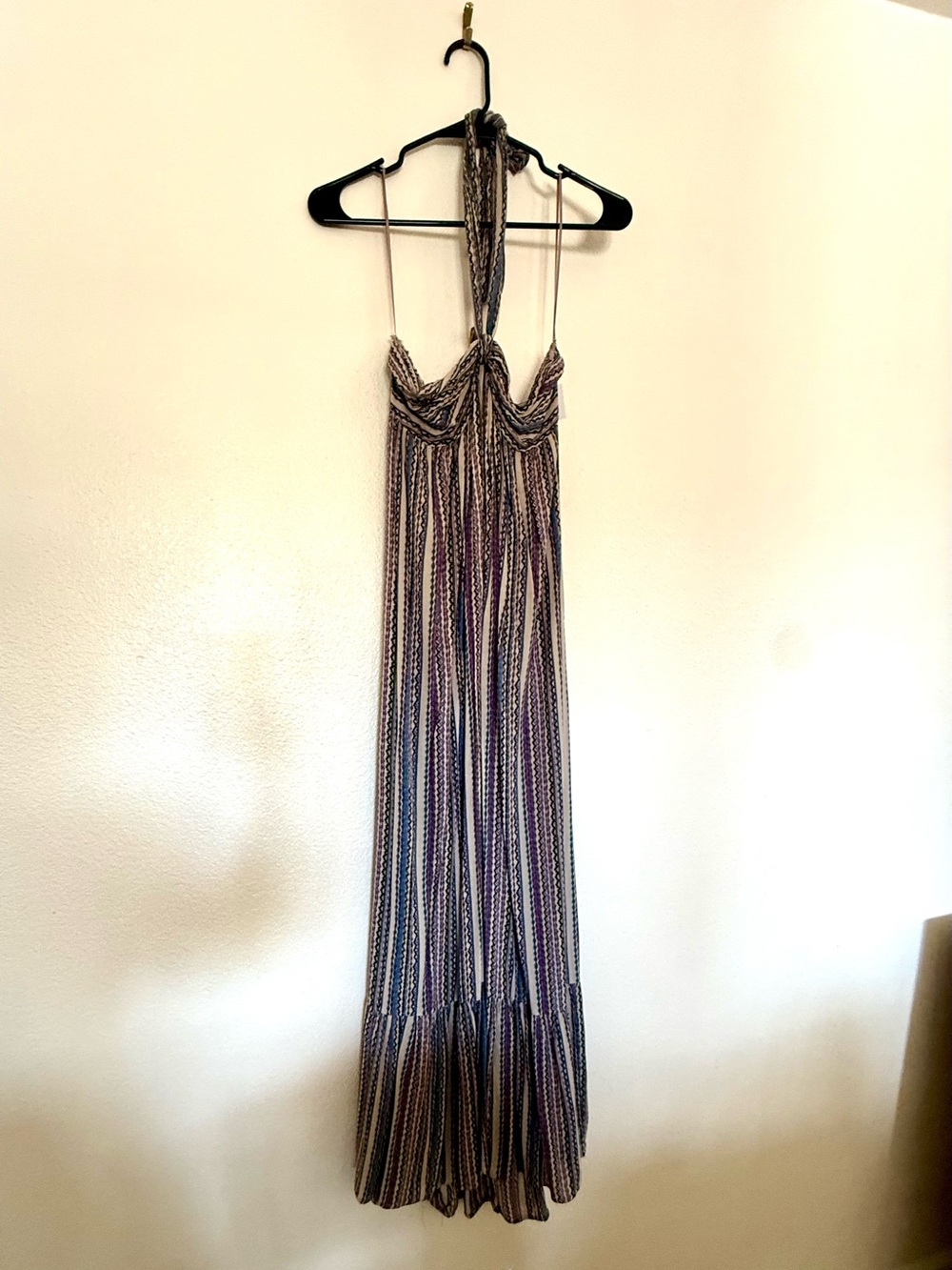 Striped Halter Maxi Dress in Neutral Multi-Stripe
